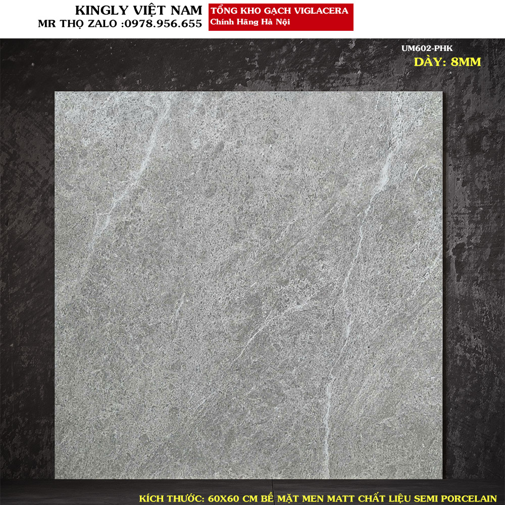 Gạch Vân xi măng 60x60 Viglacera UM602 Loại A1